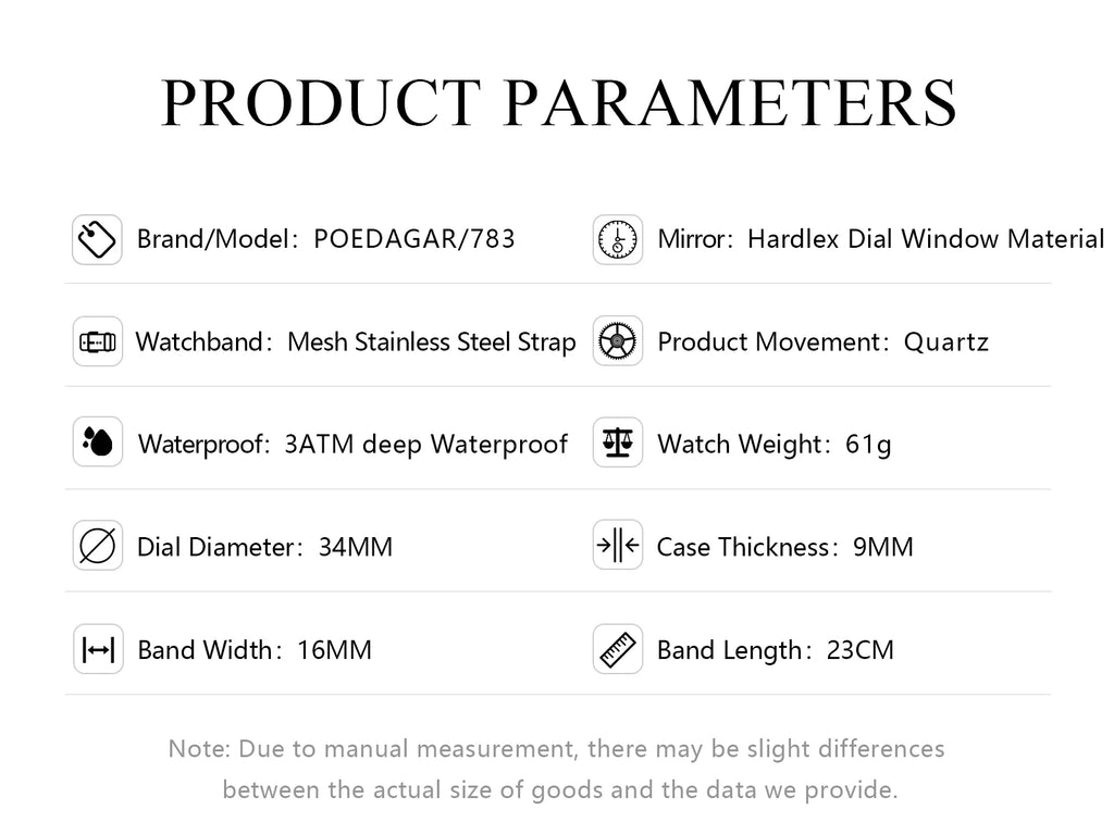 POEDAGAR Waterproof Watch