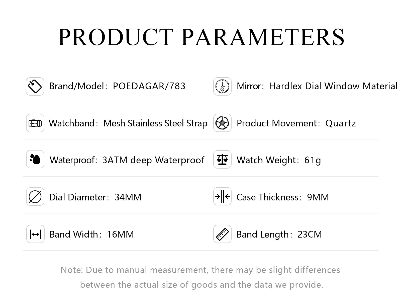 POEDAGAR Waterproof Watch